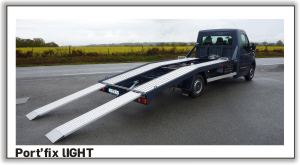 
								  
PORT'FIX Light
--------------

Vhicule de base
. Renault Master Propulsion chssis simple cabine L3 roues simples
. Renault Master Traction chssis simple cabine L3
. Avec sans ESP et Pack carrossier

Poids
. Charge utile RECORD jusqu'a 1 500 kg*

Equipement Morice
. Plancher & transformation tout aluminium
. Dimensions : 4800 x 1990 mm utile
. 2 cales de roues + phare de travail
. 2 bandes de roulement antidrapant largeur 610mm
. Treuil lectrique 4 T avec 20 m de cble, tlcommand
. 2 rampes AR en aluminium de 2 x 0.40 m coulissantes.
. PTAC 3 500 kg
. Roues d'origine